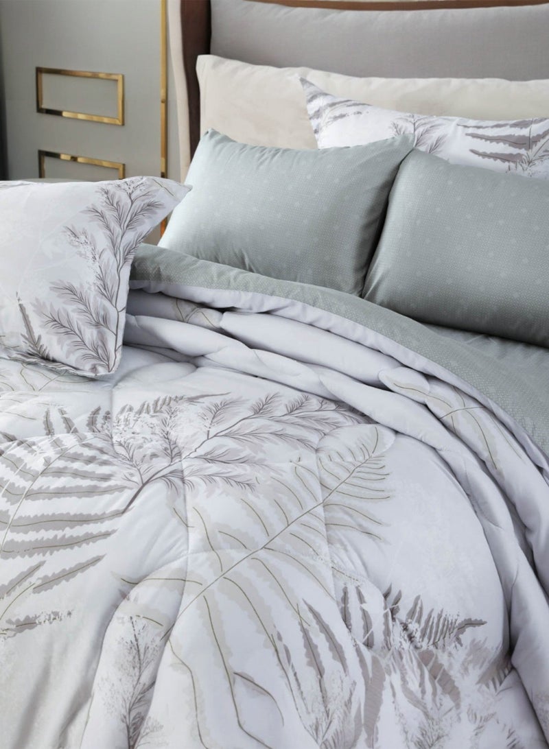 مفارش الحبيب مفرش نوفا صيفي مزدوج خامة ألياف ناعمة 100% يتناسب مع سرير 200x200 سم مع الحشوة غير قابل للنزع لون رصاصي- 6 قطع - Image 3